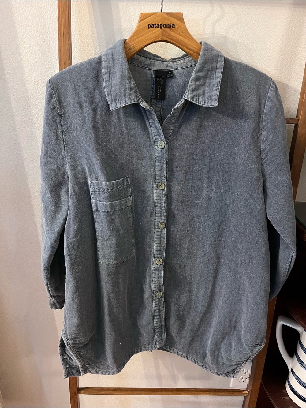 Focus Casual Life Classic Relaxed-Fit Button-Up Shirt - Blue Size M